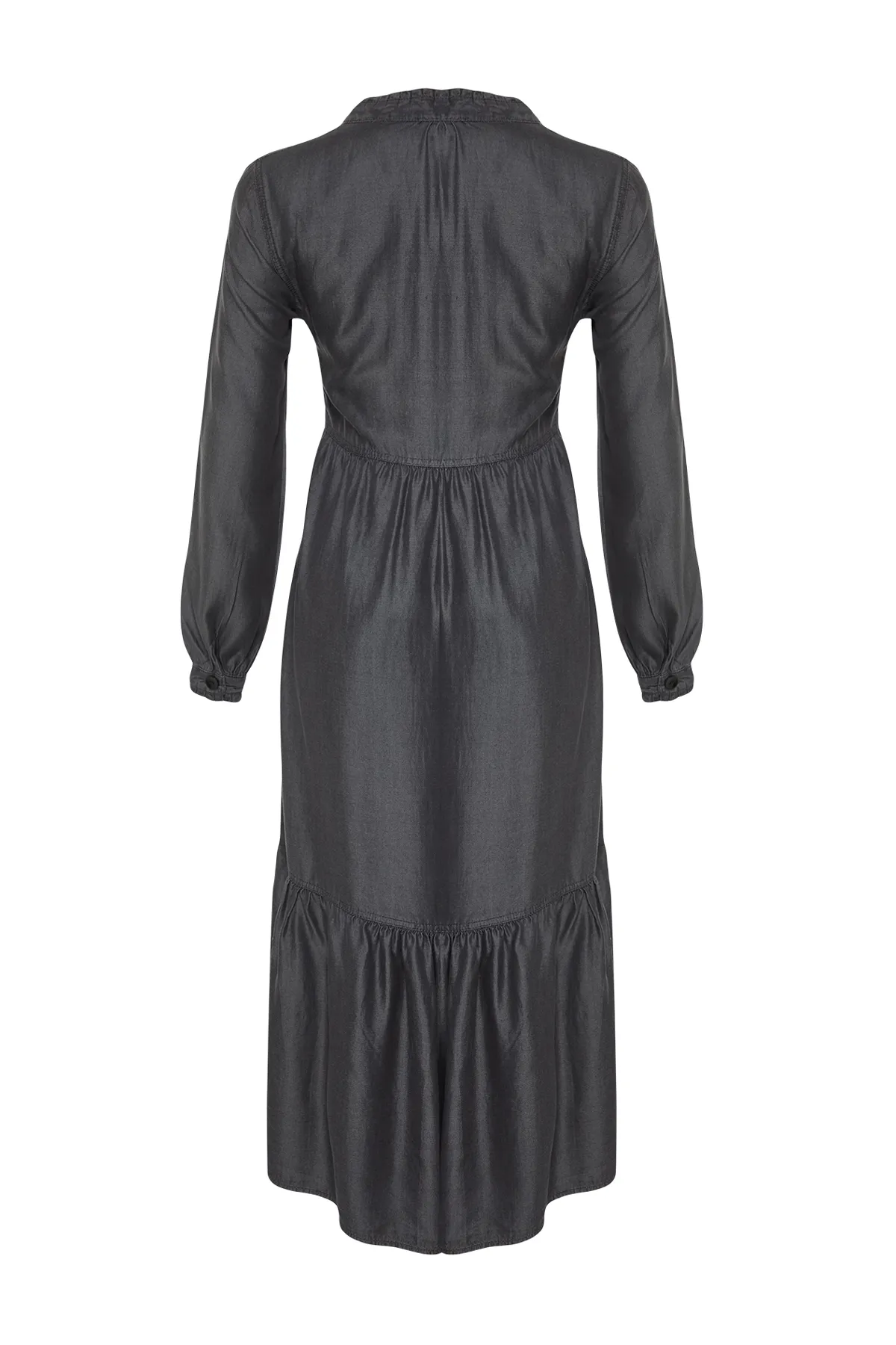 Trendyol Collection  Anthrazitfarbenes Lyosell-Jeans-Maxikleid TWOSS24EL00778