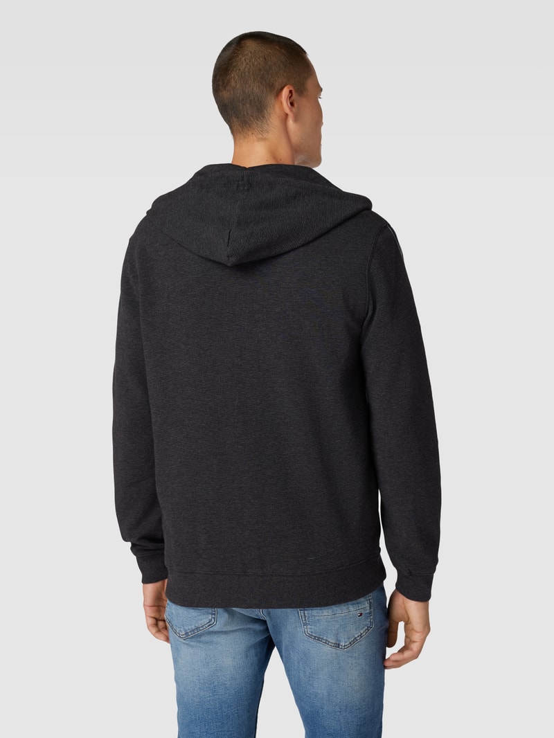 Sweatjacke mit Kapuze Modell 'ESTABLISHED' in mittelgrau meliert