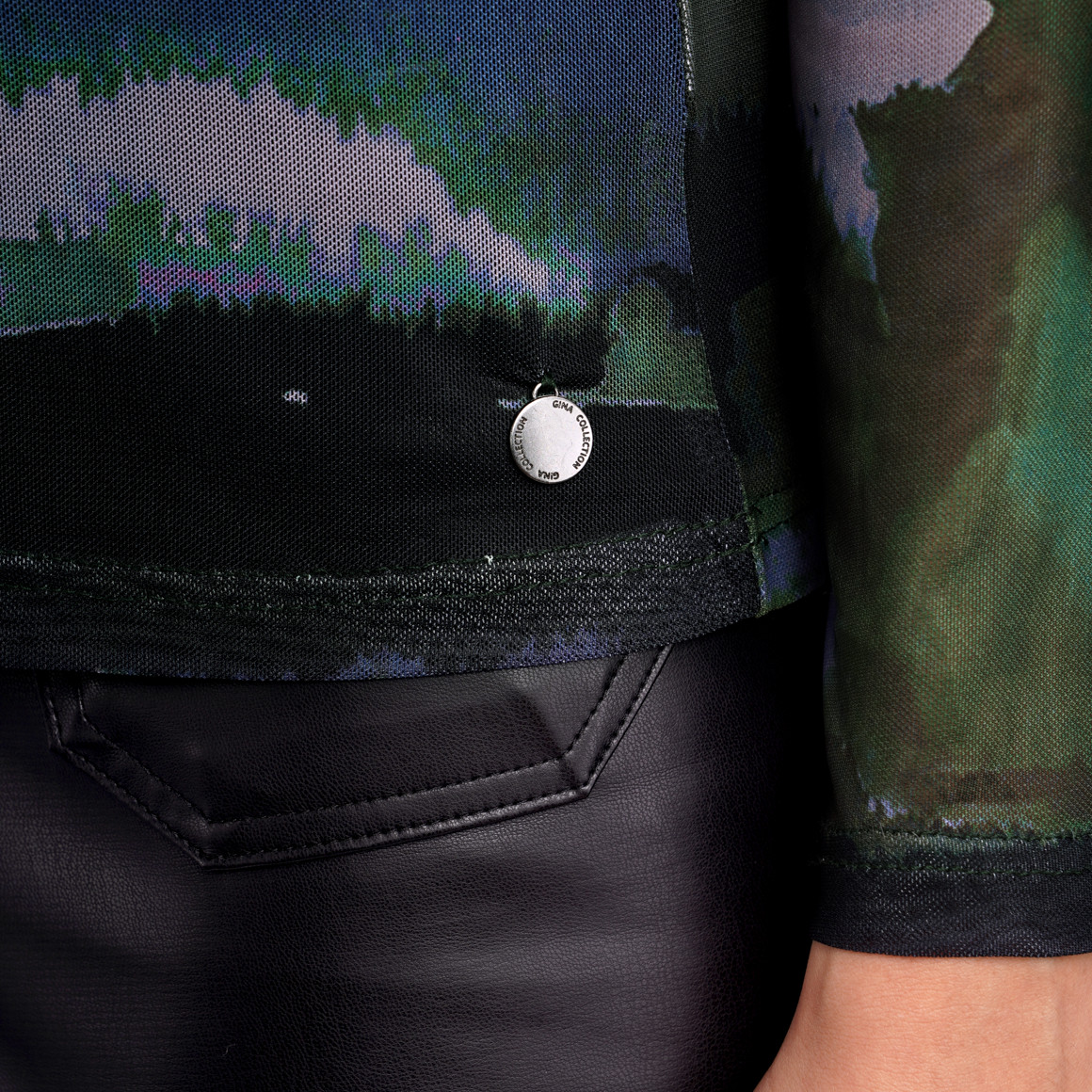 Damen Langarmshirt in semitransparenter Optik