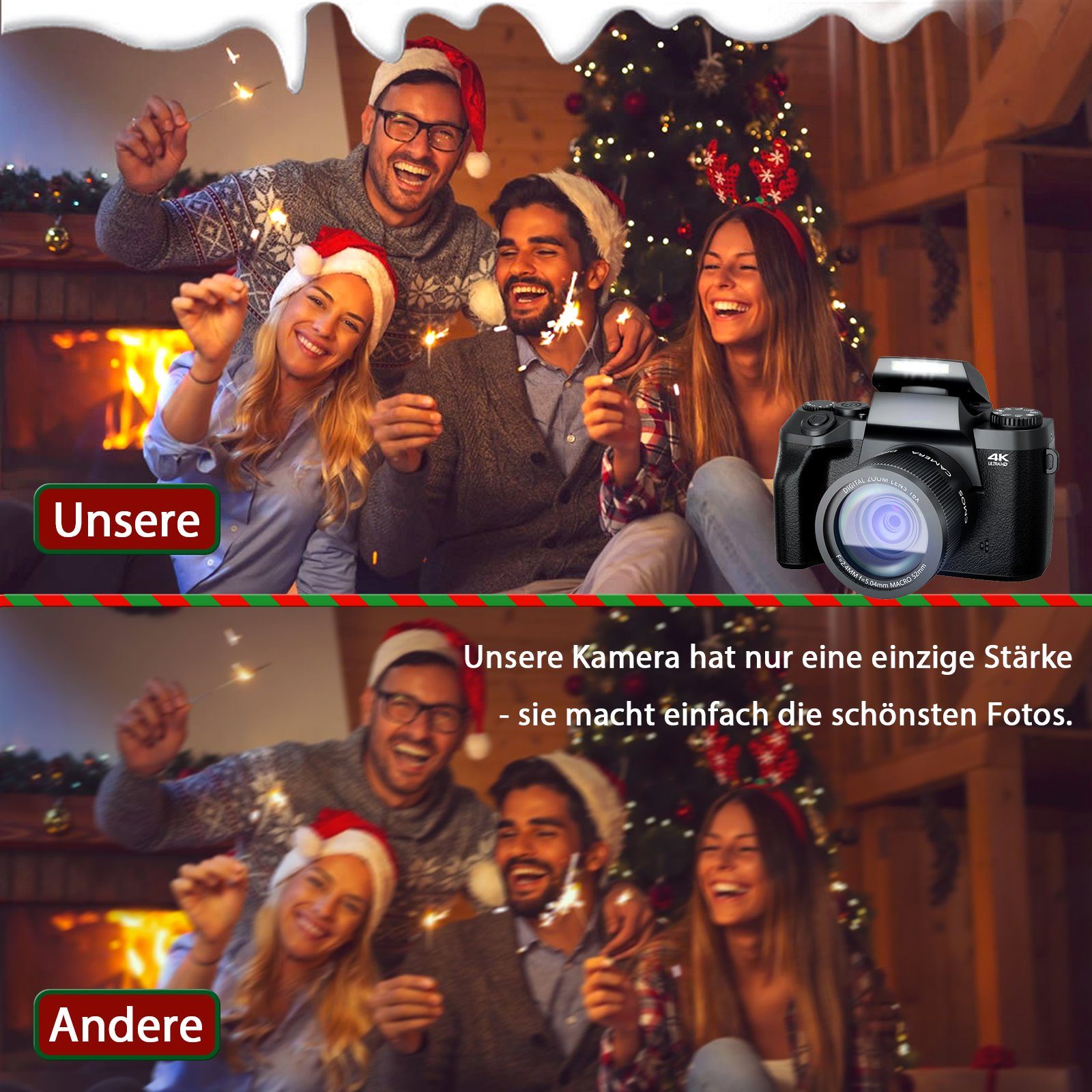 OKA Digitalkamera, 64 Megapixel Dual-Kamera, Kompaktkamera (64 MP, WLAN (Wi-Fi), inkl. 4K Ultra HD Digitalkamera mit drahtloser Fernbedienung, 18x Zoom 4,4-Zoll großen Bildschirm Kompaktkamera für Anfänger)
