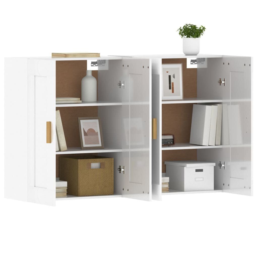 vidaXL Sideboard Wandschränke 2 Stk. Hochglanz-Weiß Holzwerkstoff (2 St)