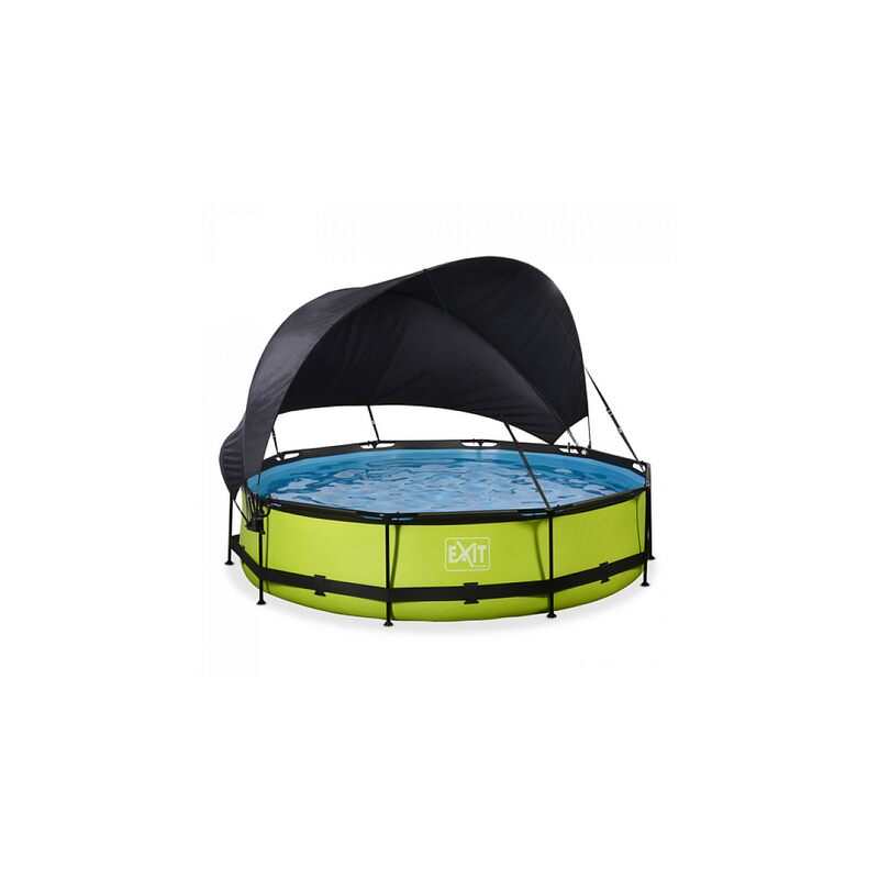 Piscine ø360x76cm avec voile d'ombrage et pompe filtrante Lime vert