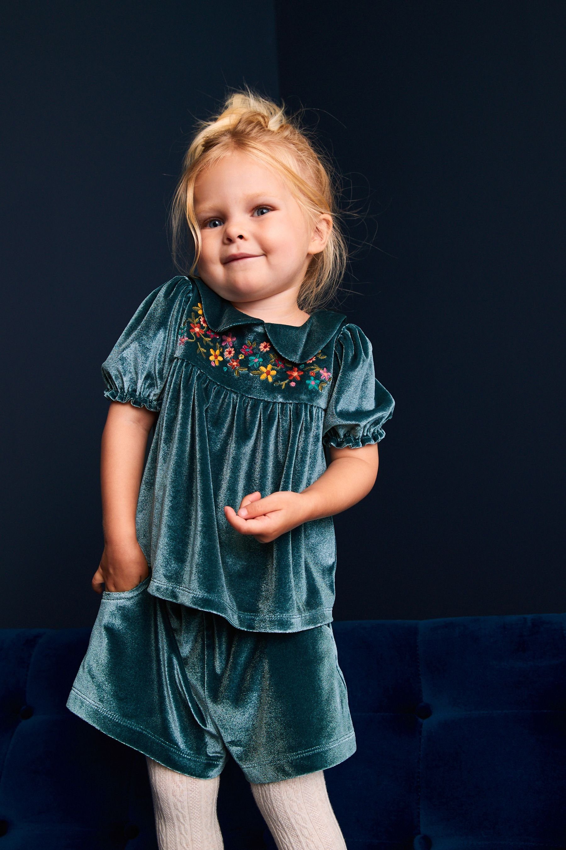 Next Langarmbluse Shorts und Bluse aus Samt (2-tlg)