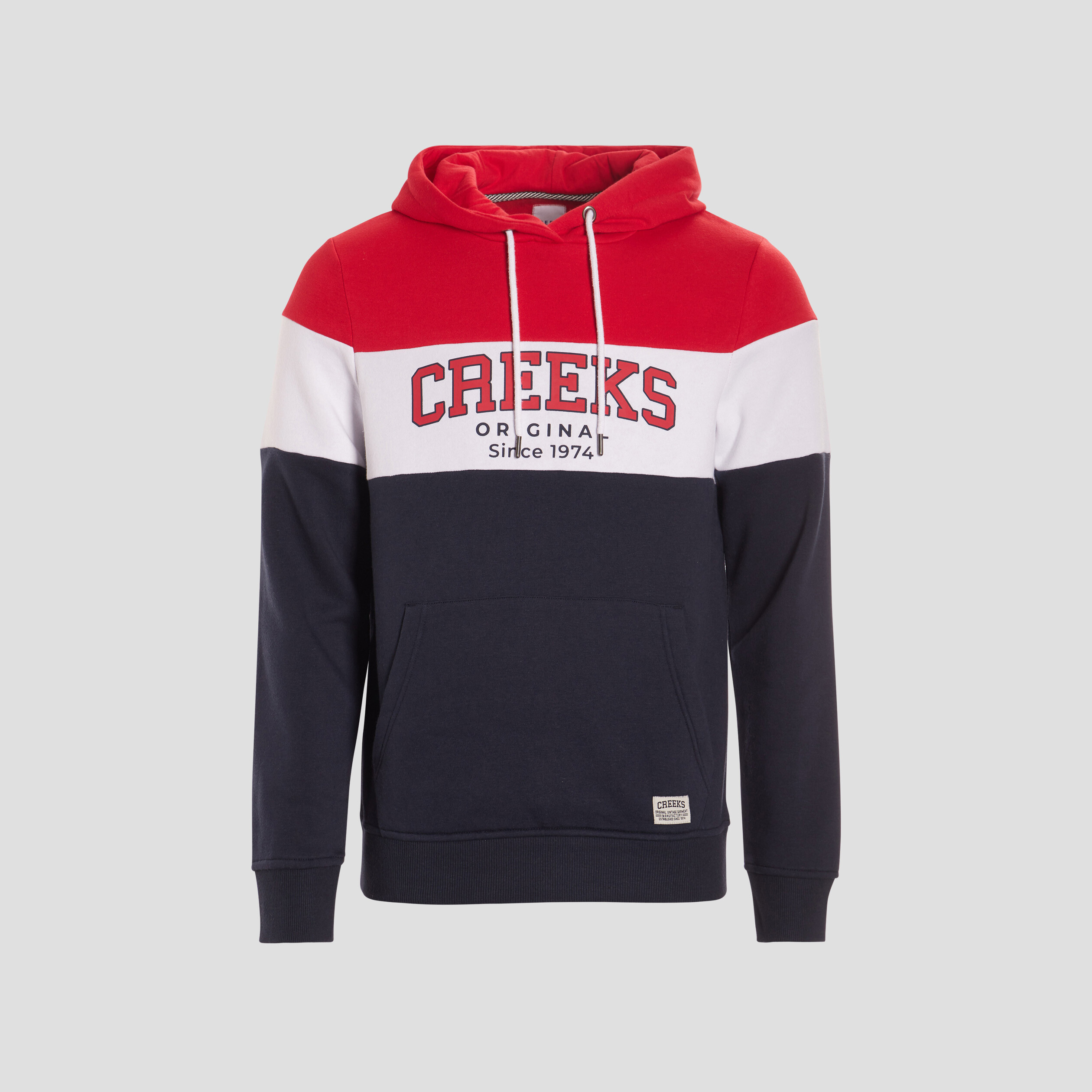 Sweat tricolor à capuche hoodie Creeks rouge homme | La Halle
