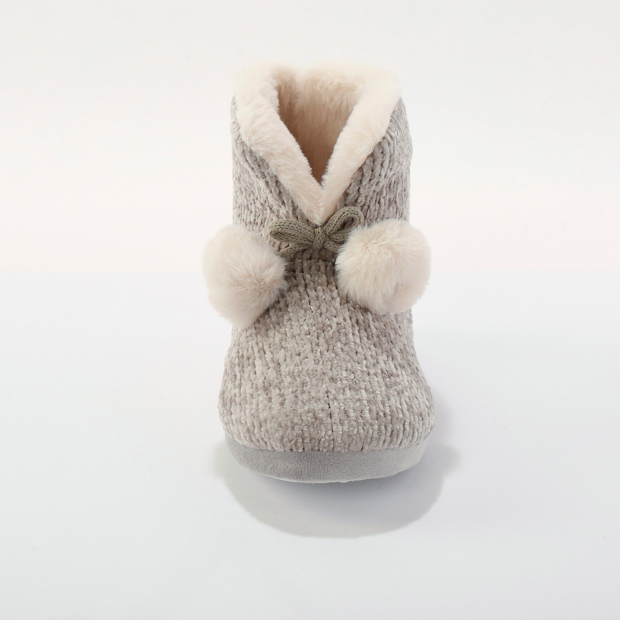 Chaussons bottillons fourrés, maille chenille