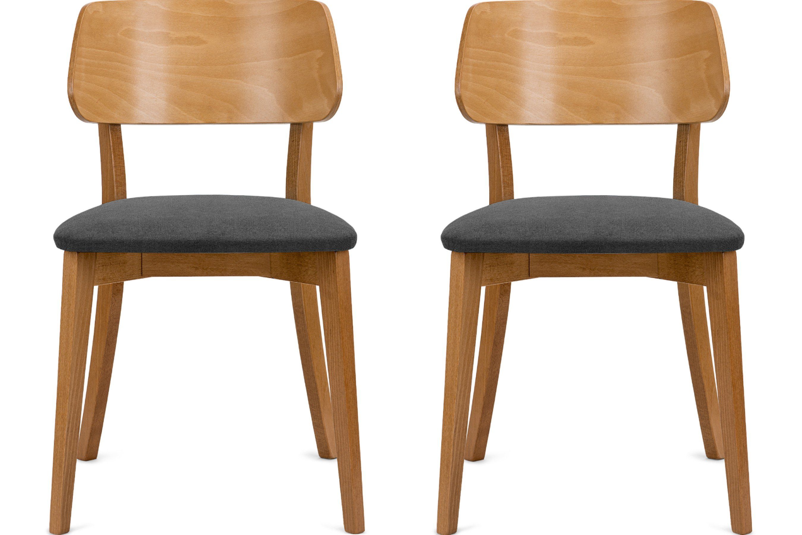 Konsimo Holzstuhl VINIS Esszimmer Stühl Küchenstühl Wohnzimmerstühl Polsterstühl Eiche (Esszimmerstühl, 2 St), Velours-Sitz, Gestell aus Massivholz