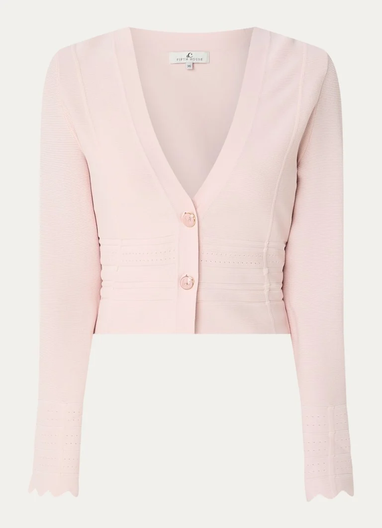Cardigan cu guler în V, tricotat fin, model Fifth House Celia