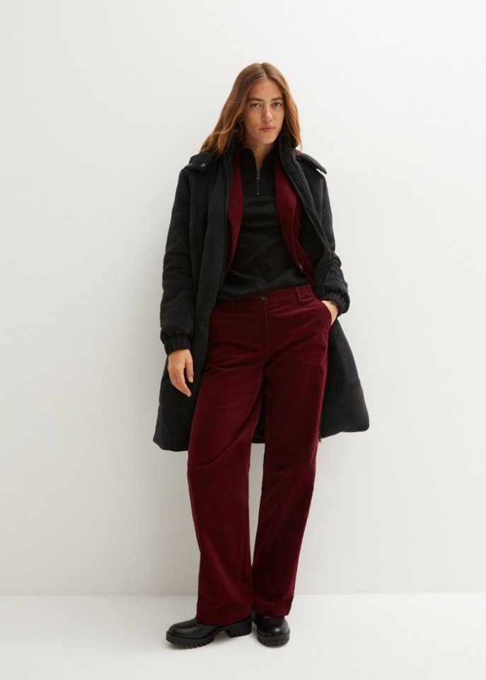Kurzer Cord-Mantel mit Taschen