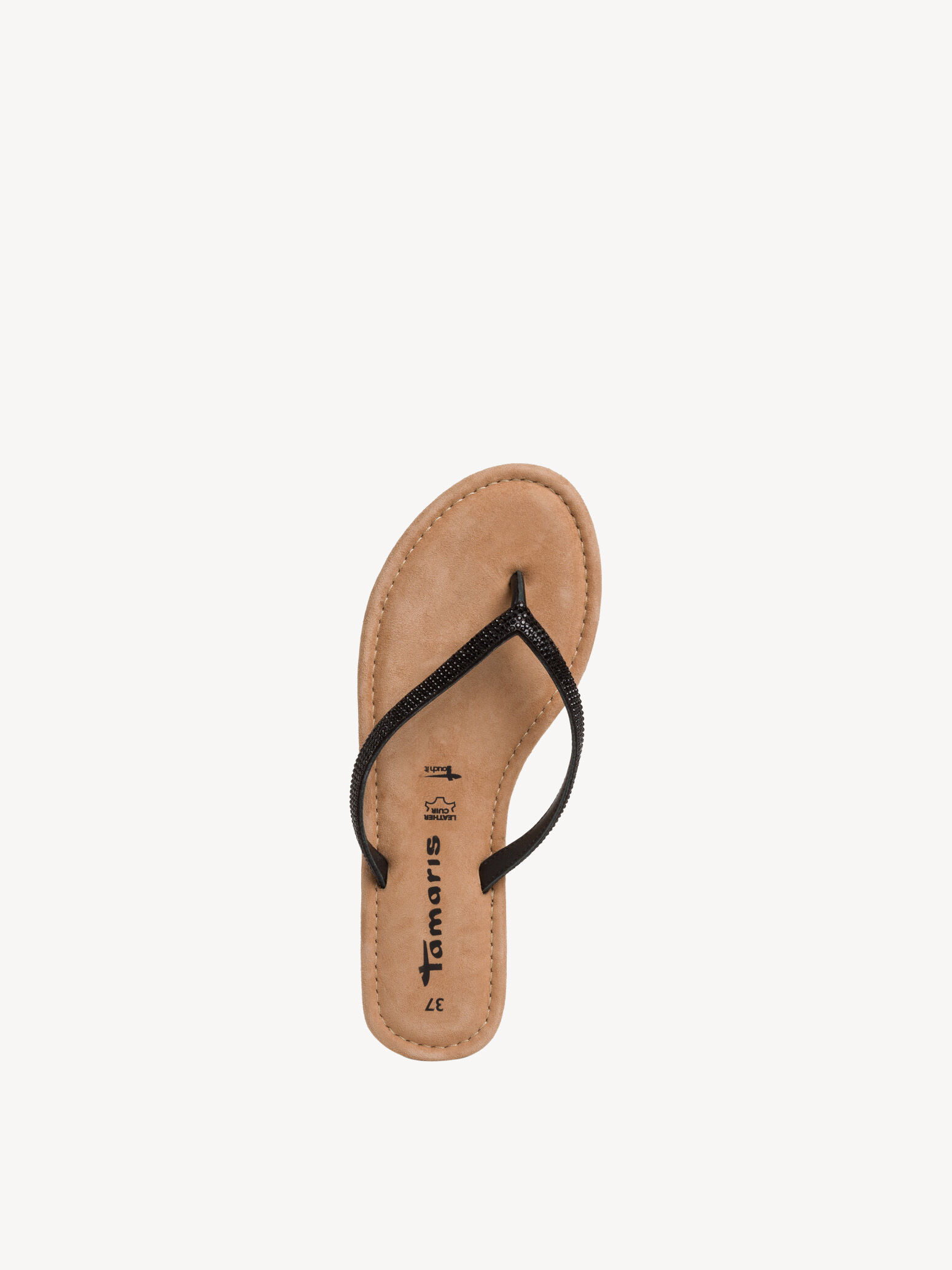 Tong en cuir - noir