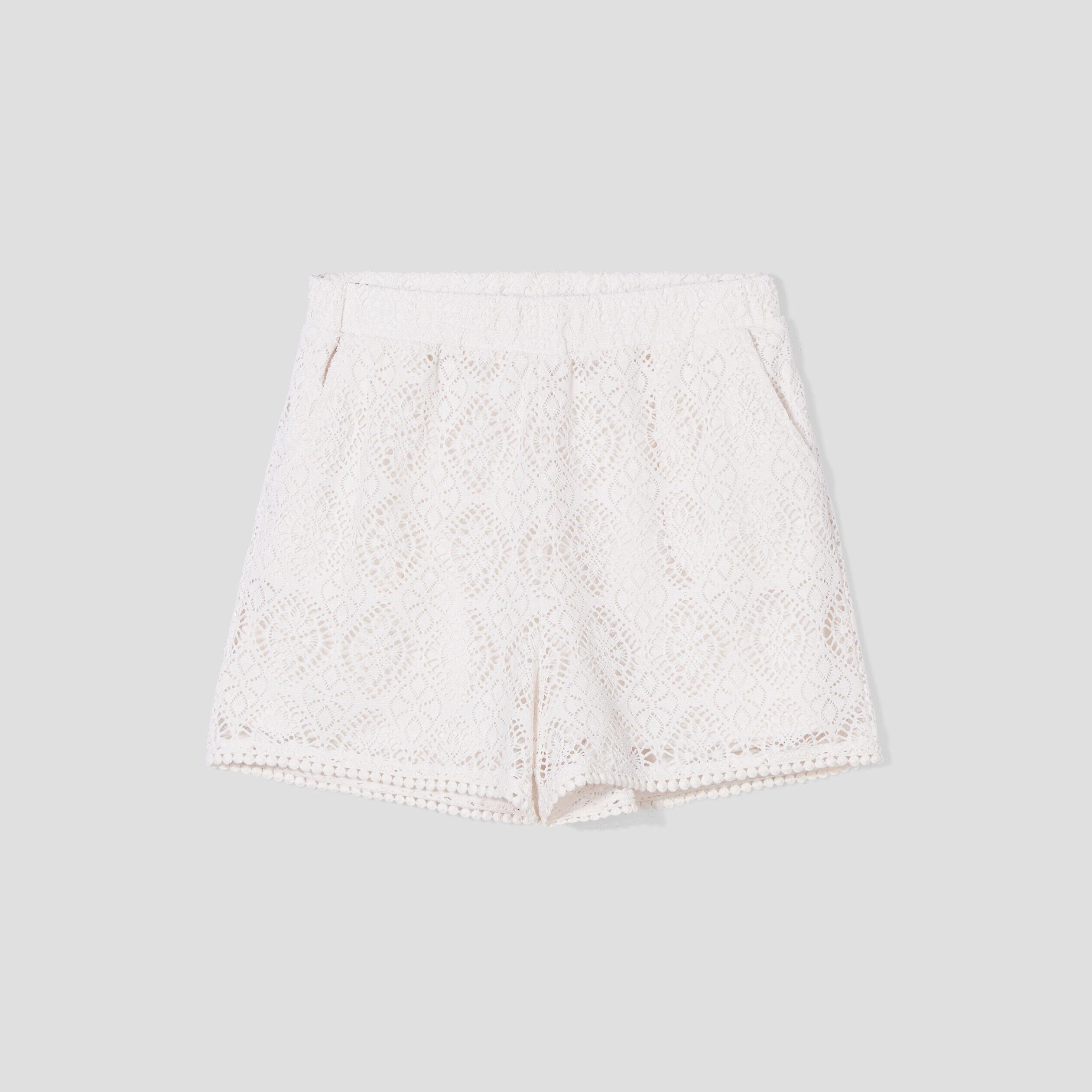 Short droit en dentelle ecru femme | Cache Cache