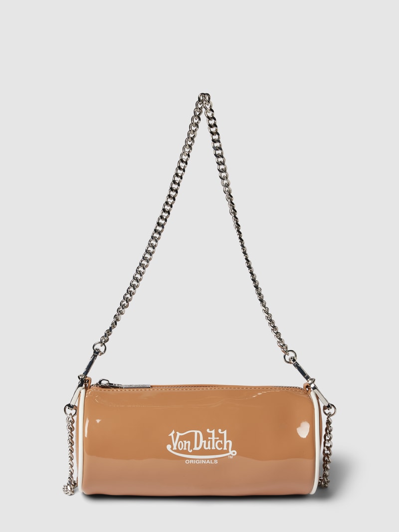 Handtasche mit Label-Print Modell 'LESLY' in beige