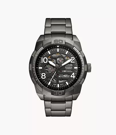 Fossil Uhr Bronson Automatikwerk Edelstahl rauchgrau