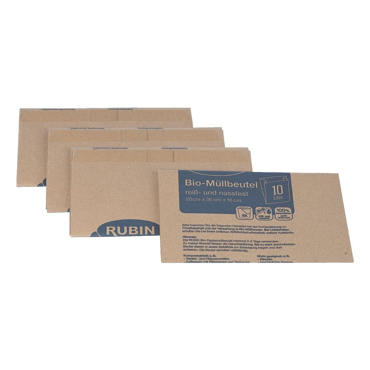 RUBIN Müllbeutel, 10 Bio-Müllbeutel Papier 10 Liter, braun, mit Falzboden, kompostierbar