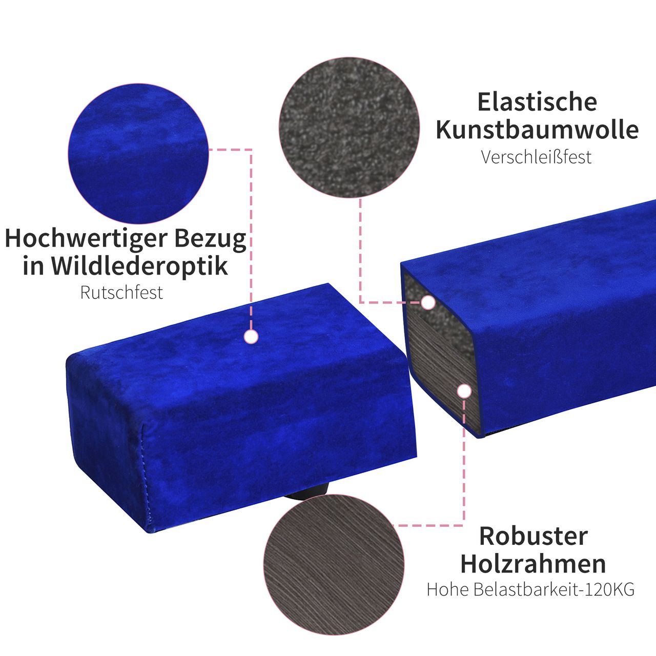 HOMCOM 210 cm Schwebebalken Turnbalken Indoor Outdoor Balance Beam Klappbarer Turnbalken Balance Balken Balancierbalken bis 120 kg Blau