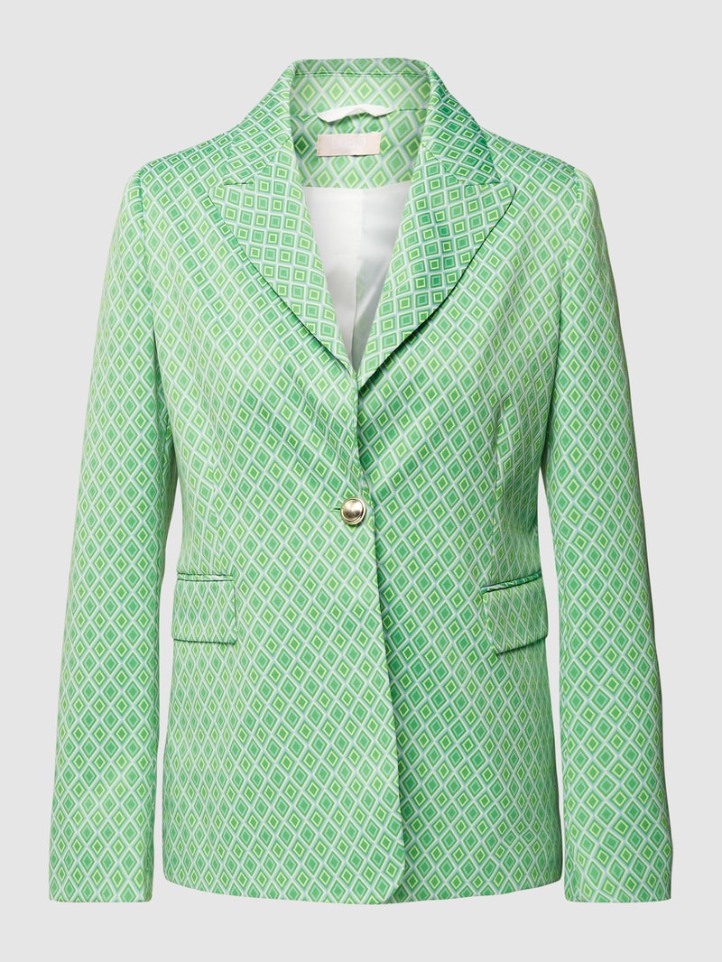 Blazer mit Allover-Muster und Knopfverschluss in hellgrün
