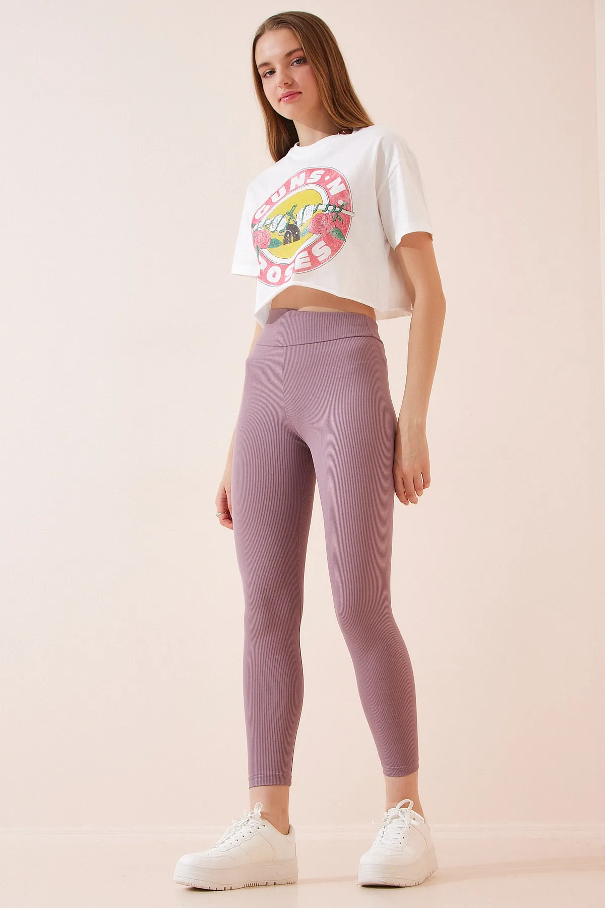 Happiness İstanbul  Leggings - Lila - Hoher Bund