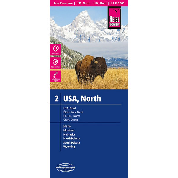 Reise Know-How Landkarte USA 02 Nord 1 : 1.250.000. Idaho, Montana, Wyoming, North Dakota, South Dakota, Nebraska - Straßenkarte