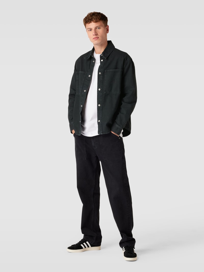 Freizeithemd mit Label-Stitching Modell 'CANVAS' in black