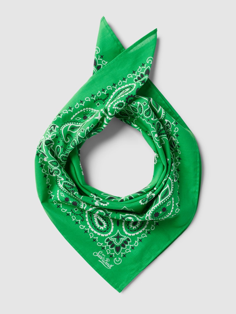 Schal mit Label-Print Modell 'FOULARD' in grün