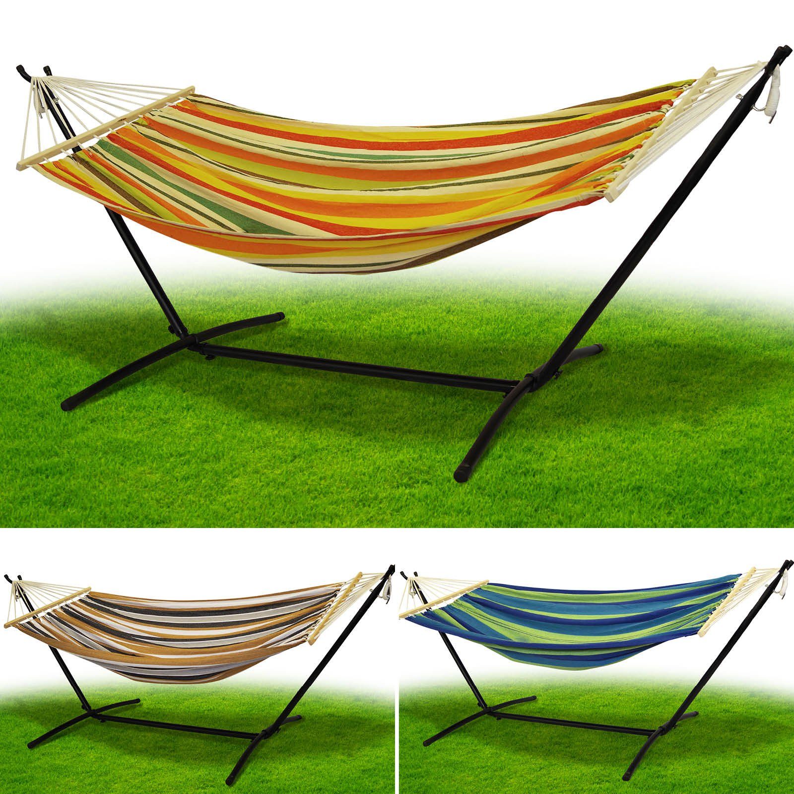 BRAST Hängematte mit Gestell XXL für 2 Personen, viele Modelle, Tragkraft 300kg (inkl. Transporttasche, In-Outdoor Doppelhängematte), Ideal für Balkon, Terrasse, Garten Camping