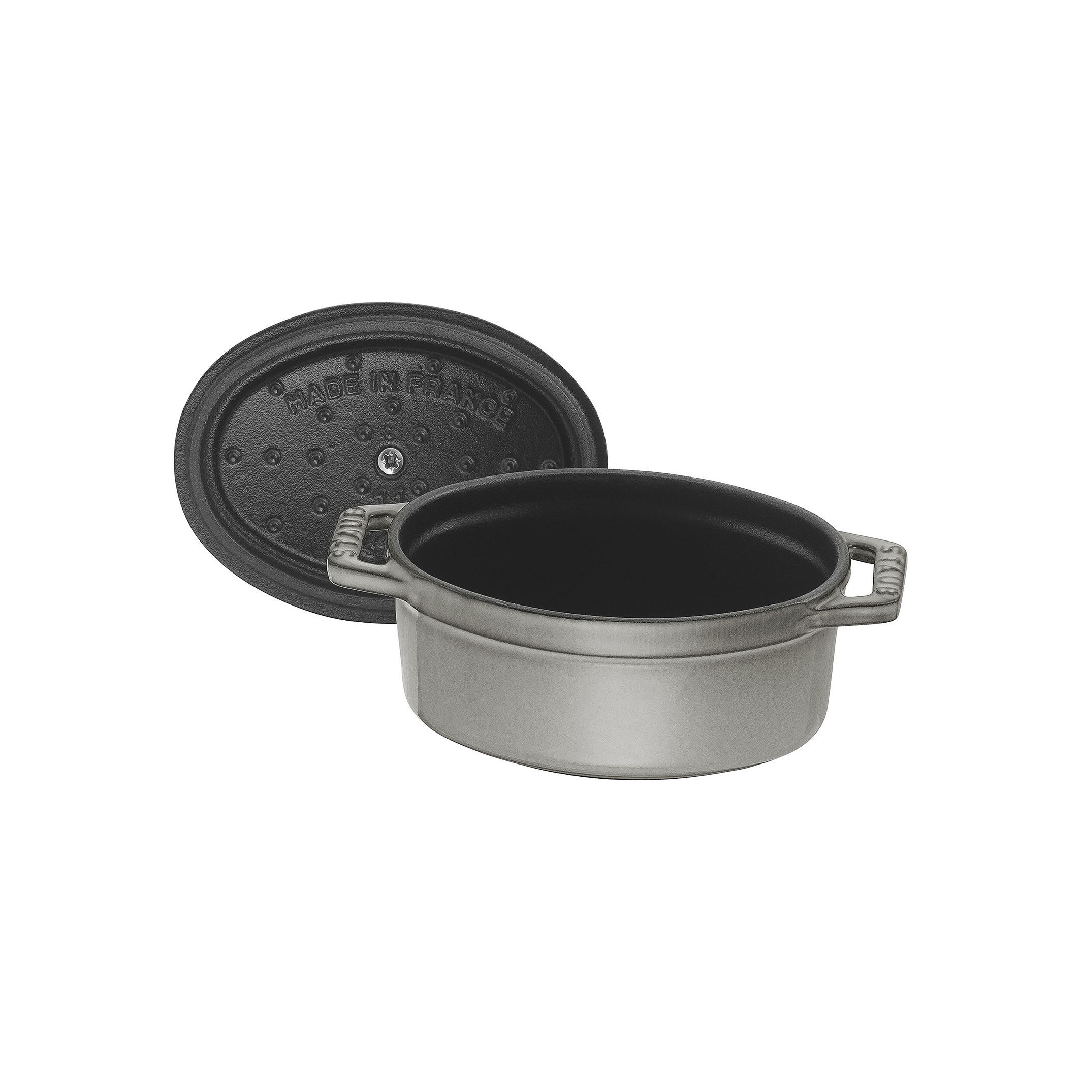 Mini Cocotte 11 cm, oval, Graphit-Grau, Gusseisen
