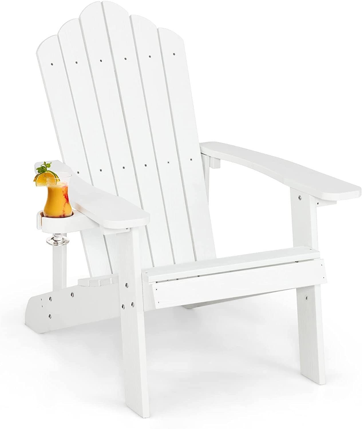 COSTWAY Gartenstuhl Adirondack Stuhl, mit Getränkehalter, bis 170kg
