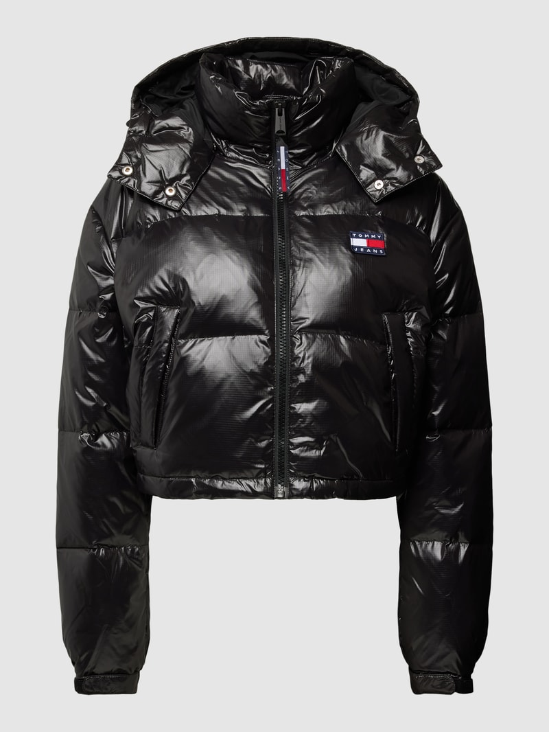 Cropped Daunenjacke mit Kapuze Modell 'ALASKA' in schwarz