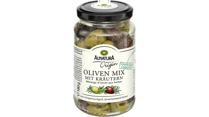 Alnatura Bio Origin Oliven Mix mit Kräutern 180 g