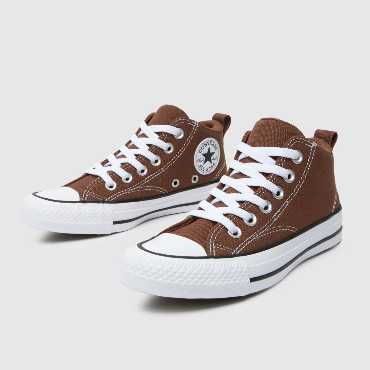 Converse bruna och vita All Star Malden Street pojkar ungdomsskor