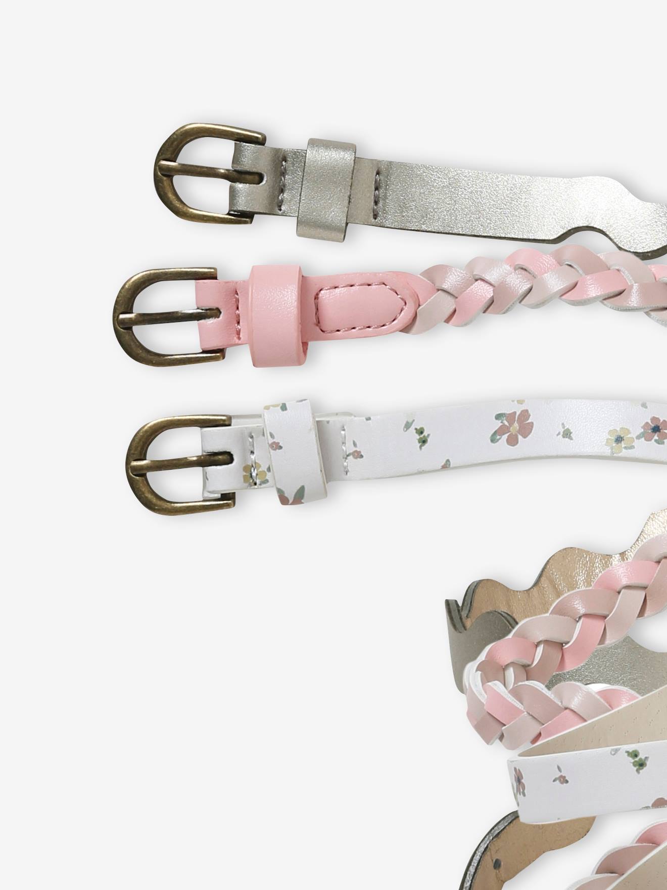 Lot de 3 fines ceintures fille lot rose
