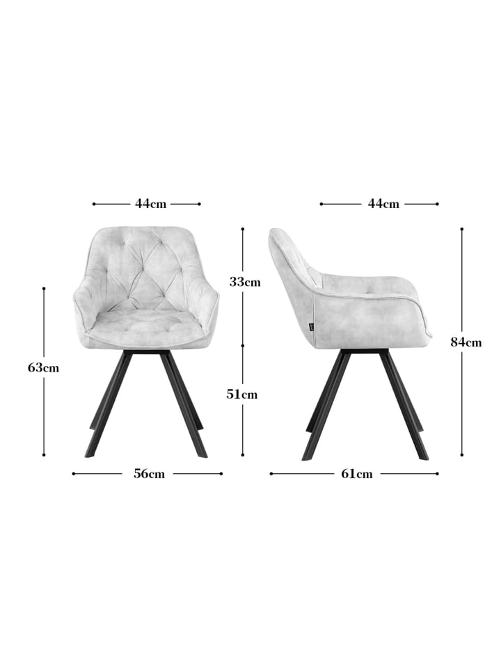 B&D Home 2er-Set: Drehstuhl DIETER in Gelb - (B)56 x (H)84 x (T)61 cm günstig kaufen onesize