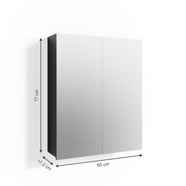 Vicco Badezimmerspiegelschrank Badmöbelset Spiegelschrank FREDDY Anthrazit Hochglanz
