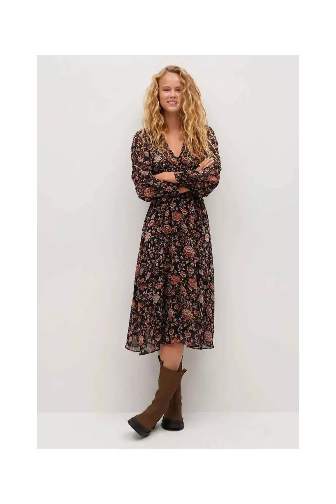 Mango Robes Longues Femme couleur noir