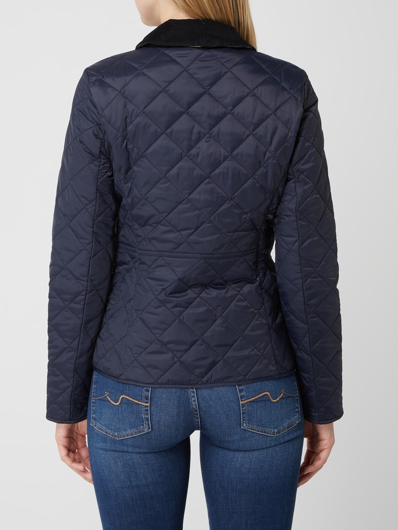 Steppjacke mit Cordkragen Modell 'Deveron' in marineblau