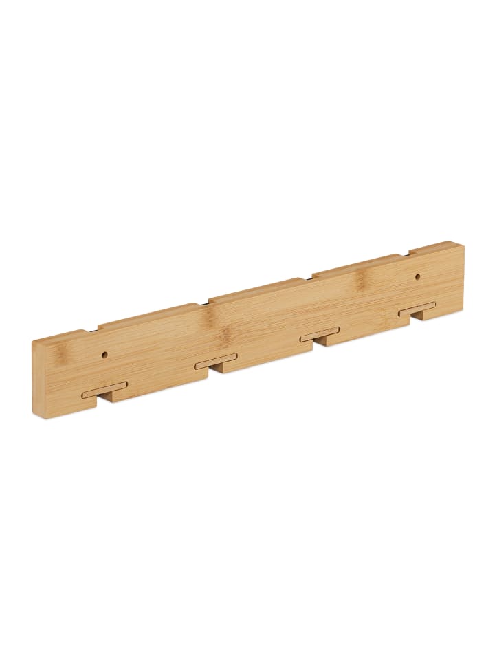 relaxdays Garderobenleiste in Natur/ Schwarz - (B)40 x (H)5,5 x (T)5 cm günstig kaufen onesize