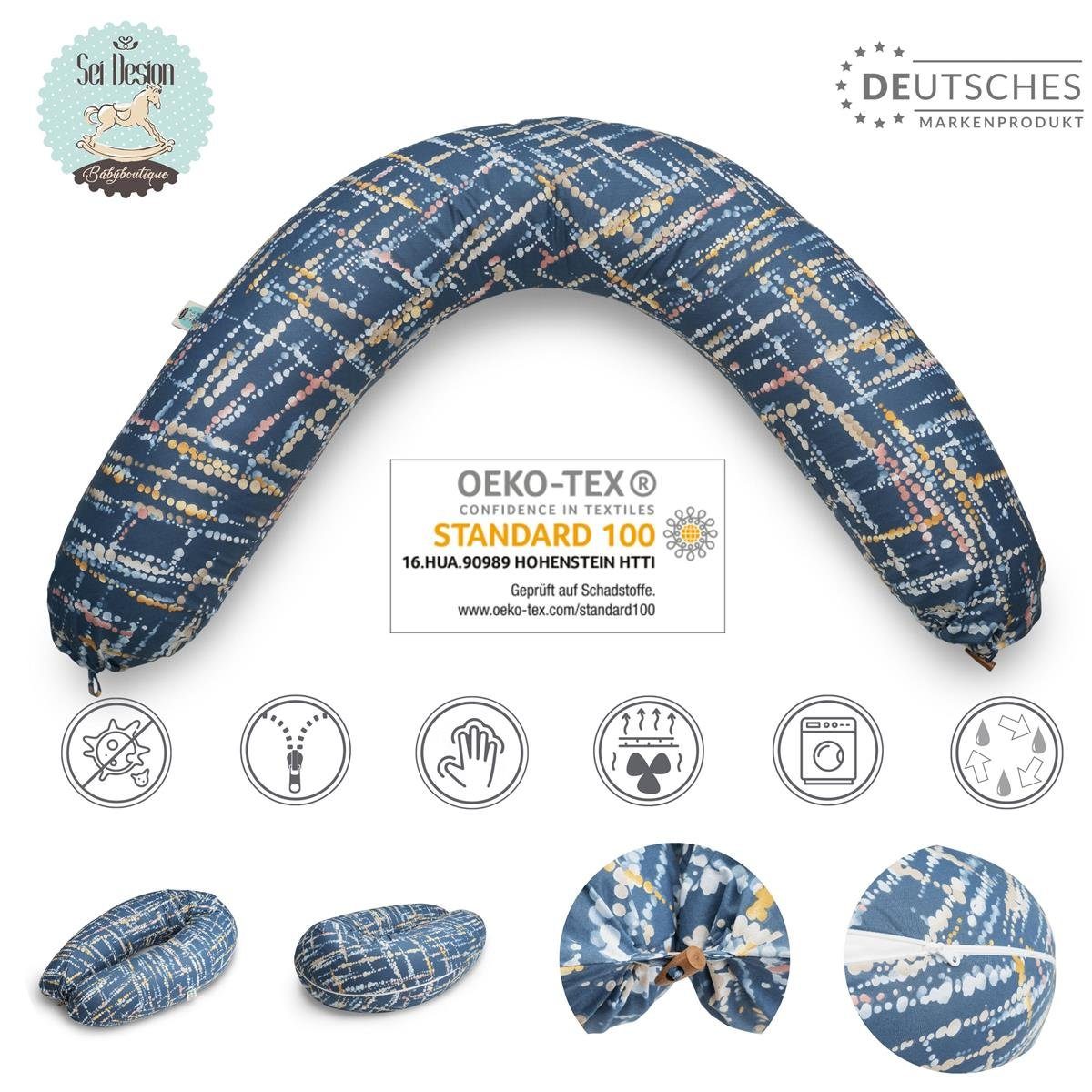 SEI Design Stillkissen Seitenschläferkissen Babynestchen Kuschelnest XXL, Schwangerschaftskissen mit Bezug, Bezug 100% Baumwolle