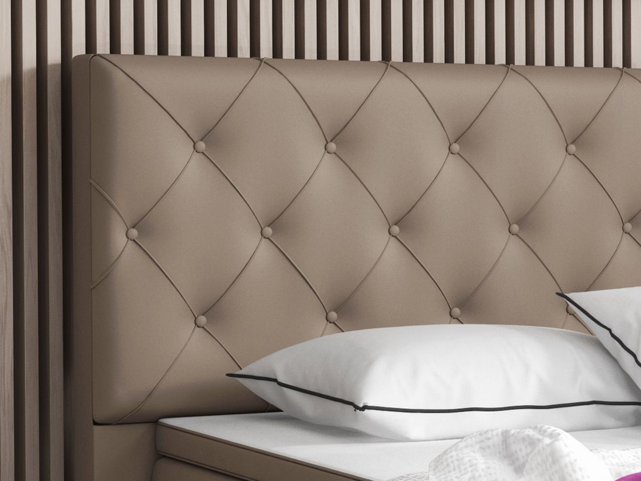 IHG Boxspringbett Turin 180x200 cm Kunstleder Muddy