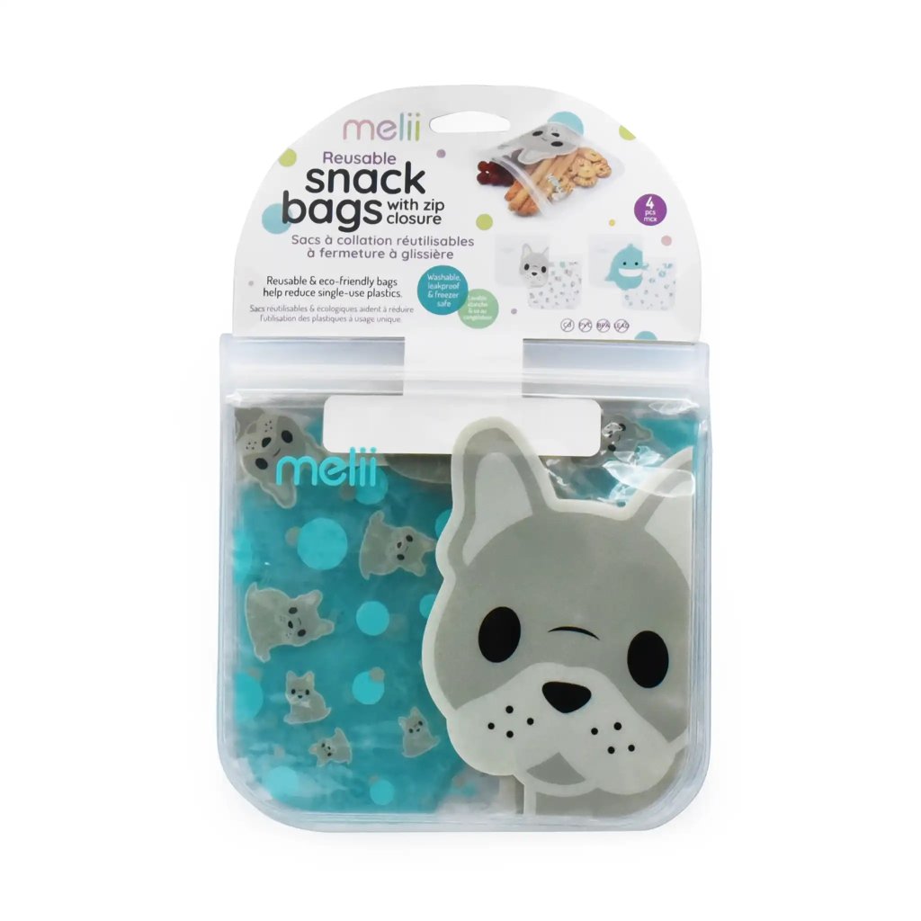 Melii wiederverwendbare Snackbeutel – Bulldogge, Hai