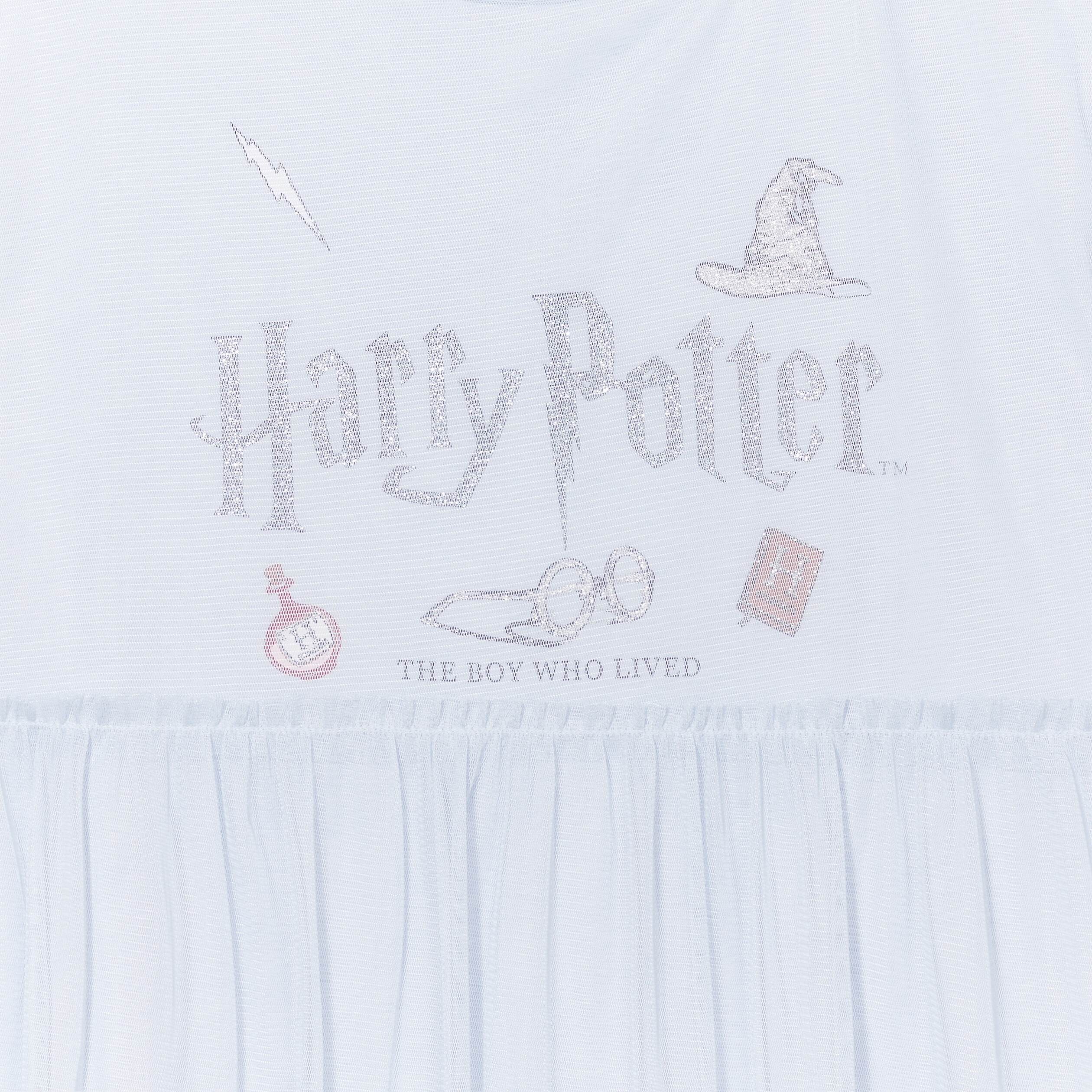 Robe tulle courte évasée Harry Potter bleu gris fille | La Halle