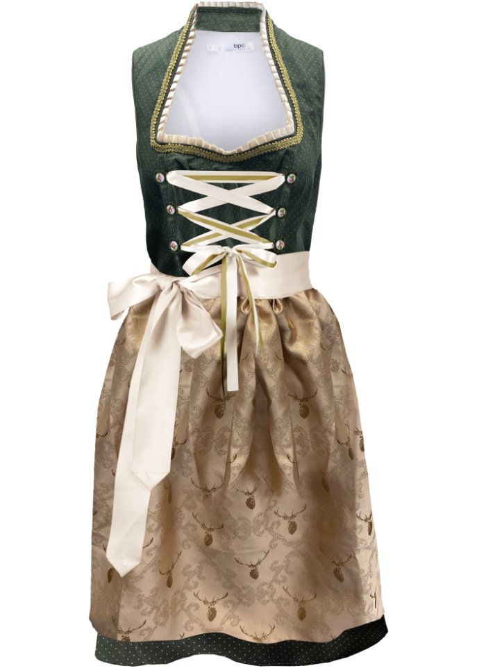Dirndl mit Stehkragen, knieumspielend (2-tlg. Set)