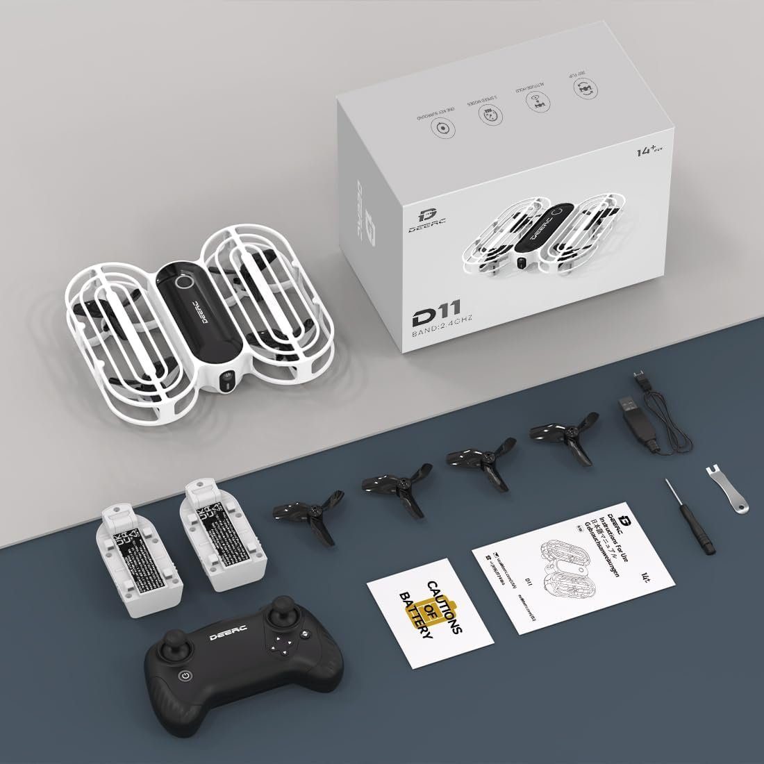 DEERC D11 Mini Kinder RC Quadrocopter mit 2 modulare Akkus Drohne (One-Key-Start 3 Geschwindigkeit Spielzeug Geschenk fürAnfänger Jungen)