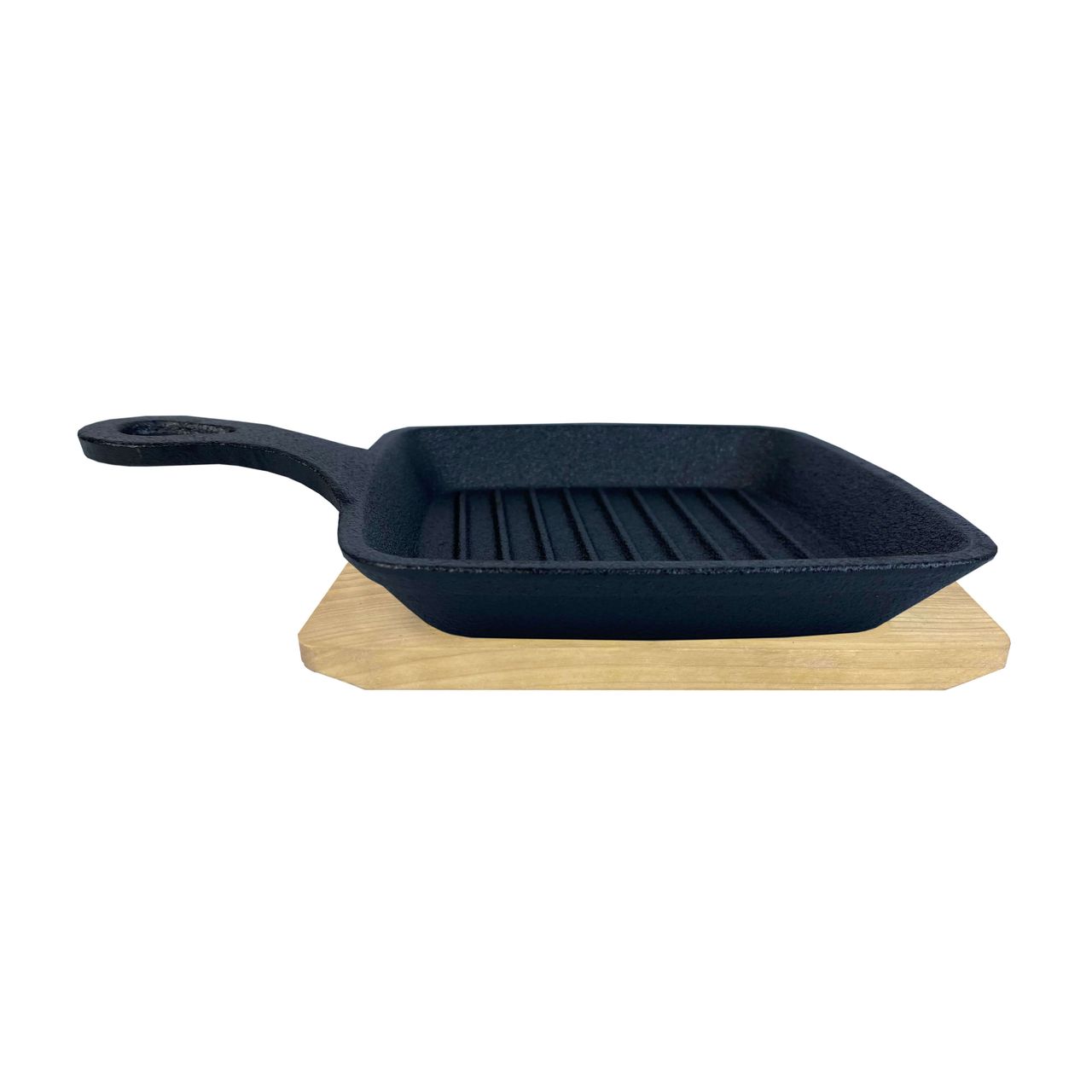 Allgrill Gusseisenpfanne mit Stil und Untersetzer