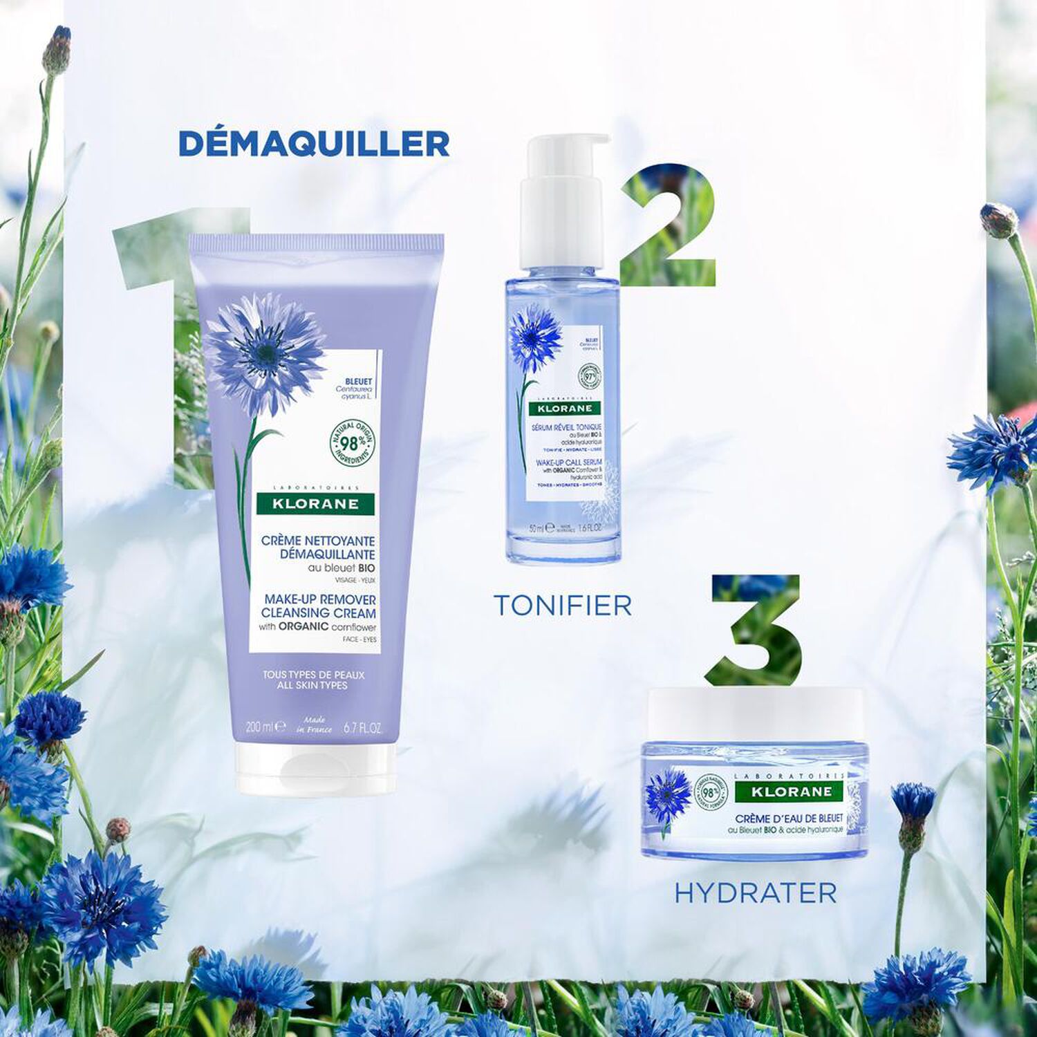 Klorane Bleuet Crème Nettoyant Démaquillant