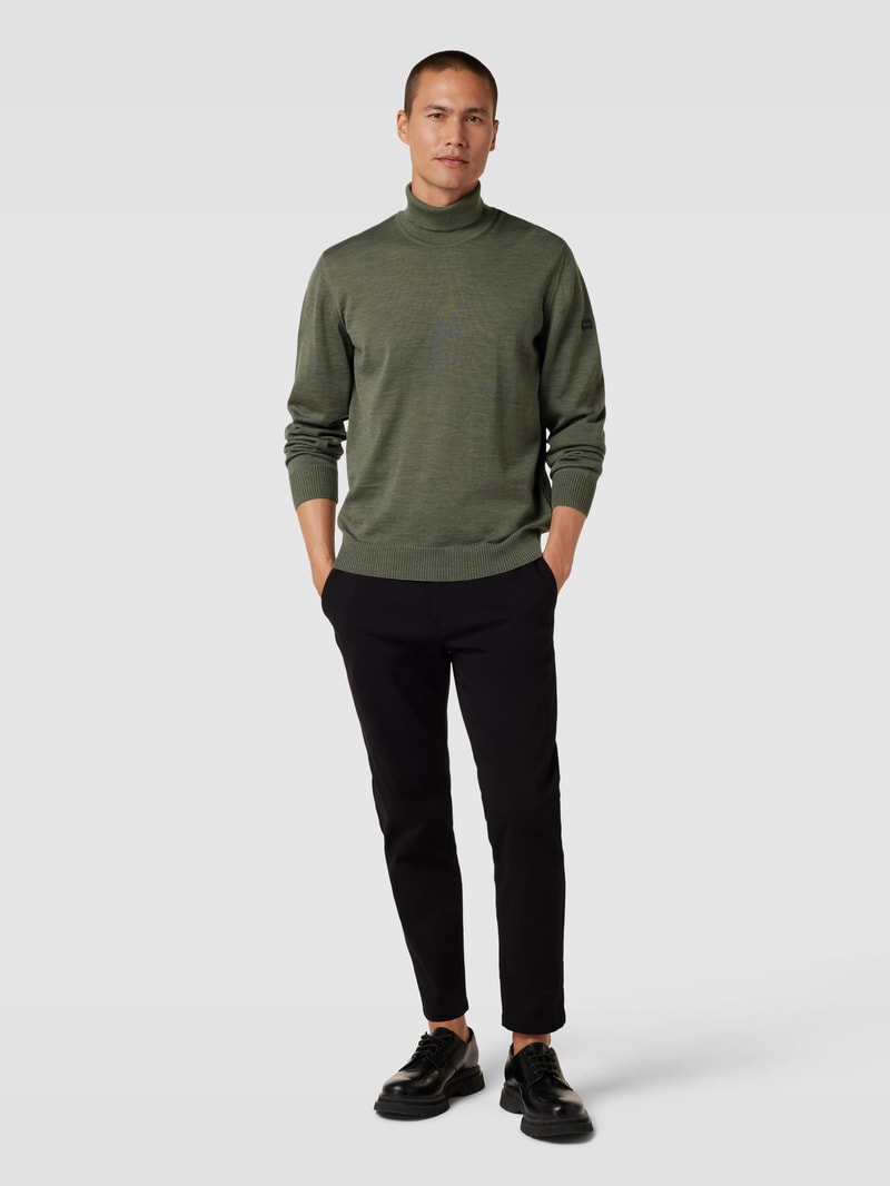 Rollkragenpullover aus Wolle Modell 'ROLLI' in grün