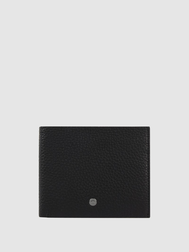 Geldbörse aus Leder mit Logo-Applikation in schwarz