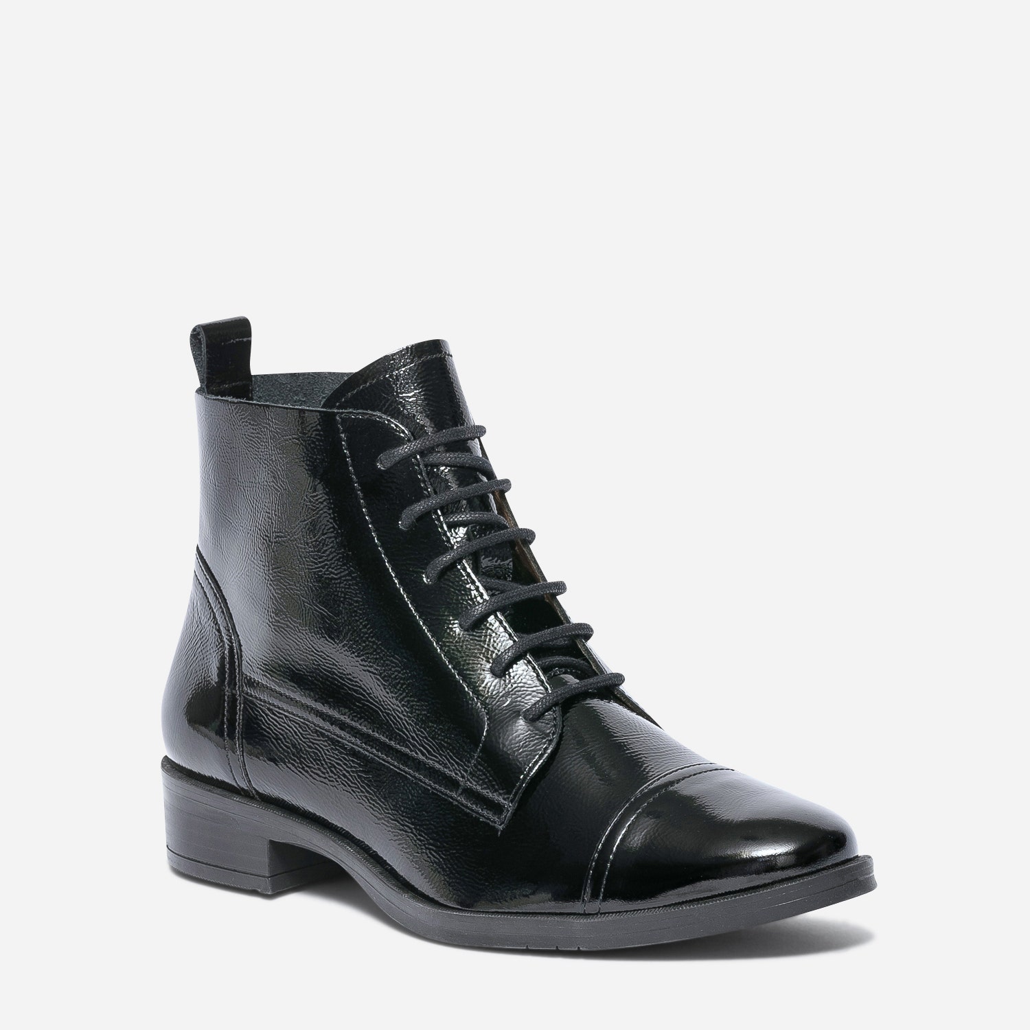 Bottine ERAM FLEX noire en cuir verni