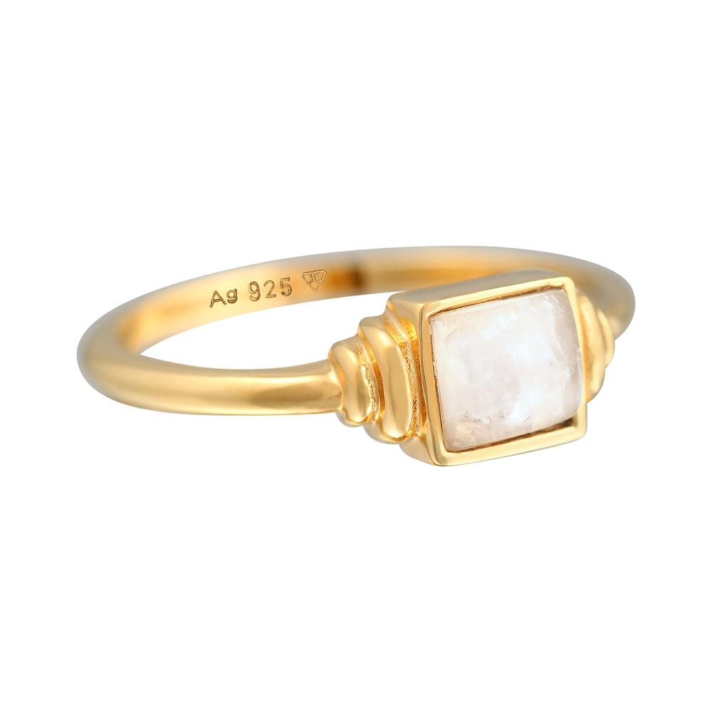 Elli PREMIUM Elli PREMIUM Bague Femmes Carré Vintage avec Pierre de Lune en Argent Sterling 92 Bague