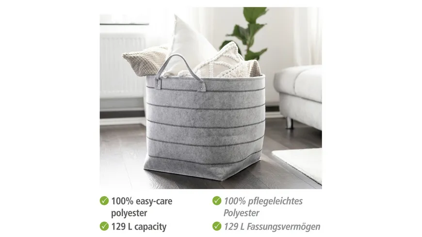 WENKO Filz Aufbewahrungskorb Nella Grau XL grau