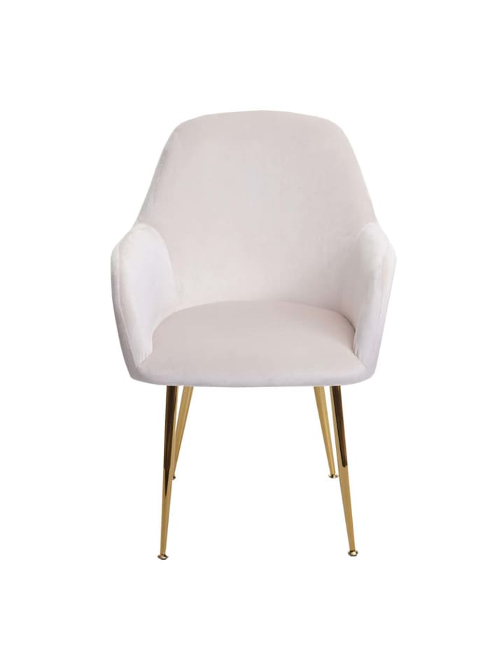 MCW 2er-Set Retro Esszimmerstuhl F18, Samt creme-weiß, goldene Beine günstig kaufen onesize