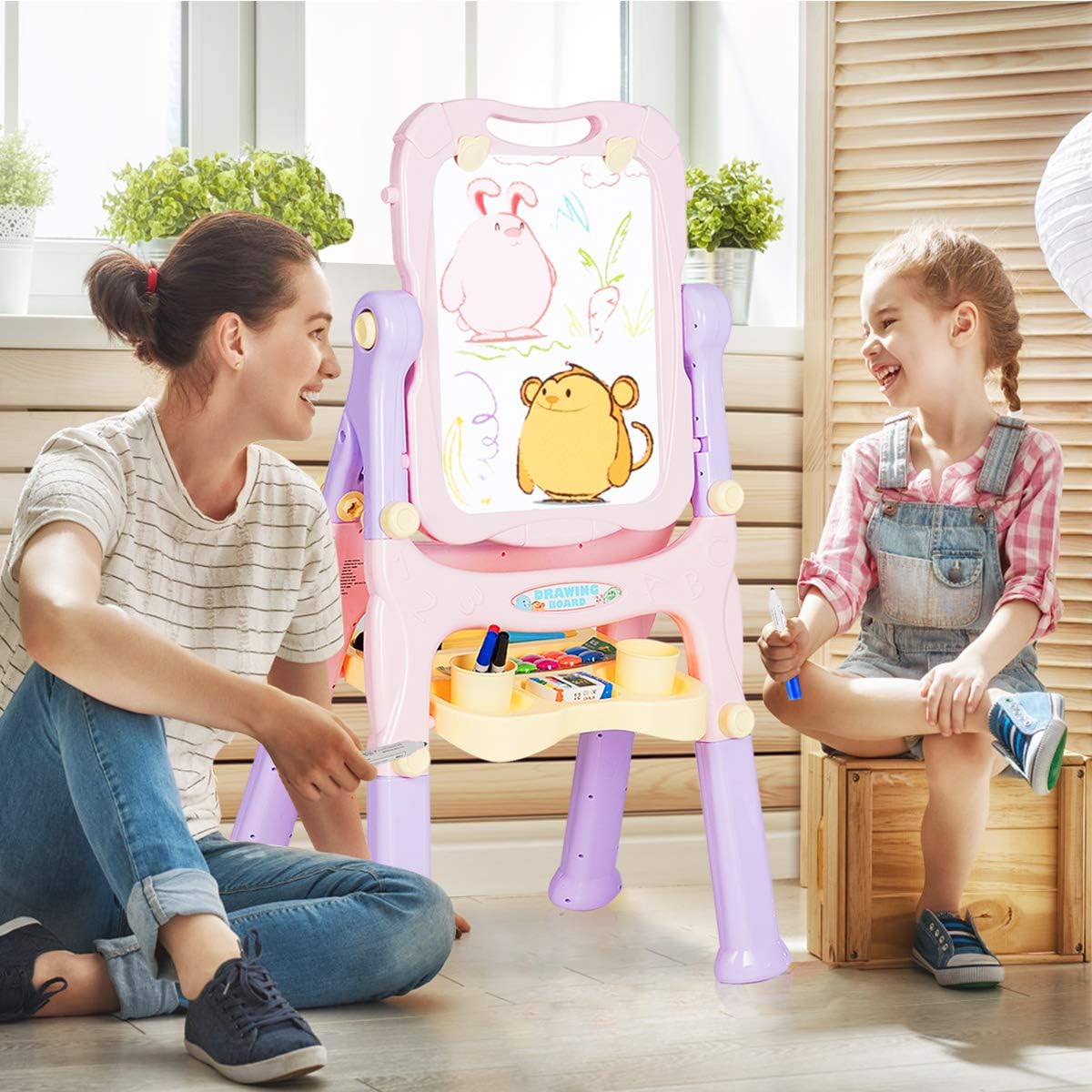Costway 2 in 1 Kindertafel, Kinder Staffelei doppelseitig
